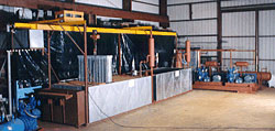 Skid mount refrigeration producing 10 tons in 24 hours in 50 kilo ice blocks.